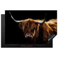 HERABDECKPLATTE - Schottischer Highlander - Hörner - Schwarz - Tiere - Natur - Wild - Kuh - 83x52 - Cognac, Kunststoff (83/52/0.2cm) - MuchoWow