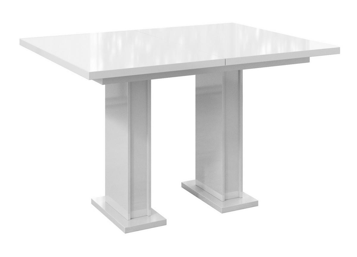 ESSTISCH ausziehbar 120 -160x80x75 cm - Hochglanz Weiß - LOSS - Weiß Hochglanz, Holzwerkstoff (120/80/75cm) - ALTDECOR