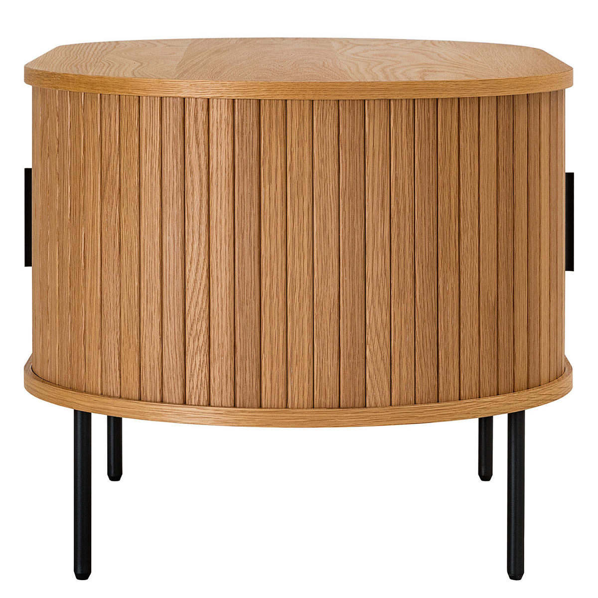 KOMMODE COUCHTISCH - Echtholzfurnier - Eichefarben/Schwarz, Holzwerkstoff/Metall (60/100/55cm) - home24