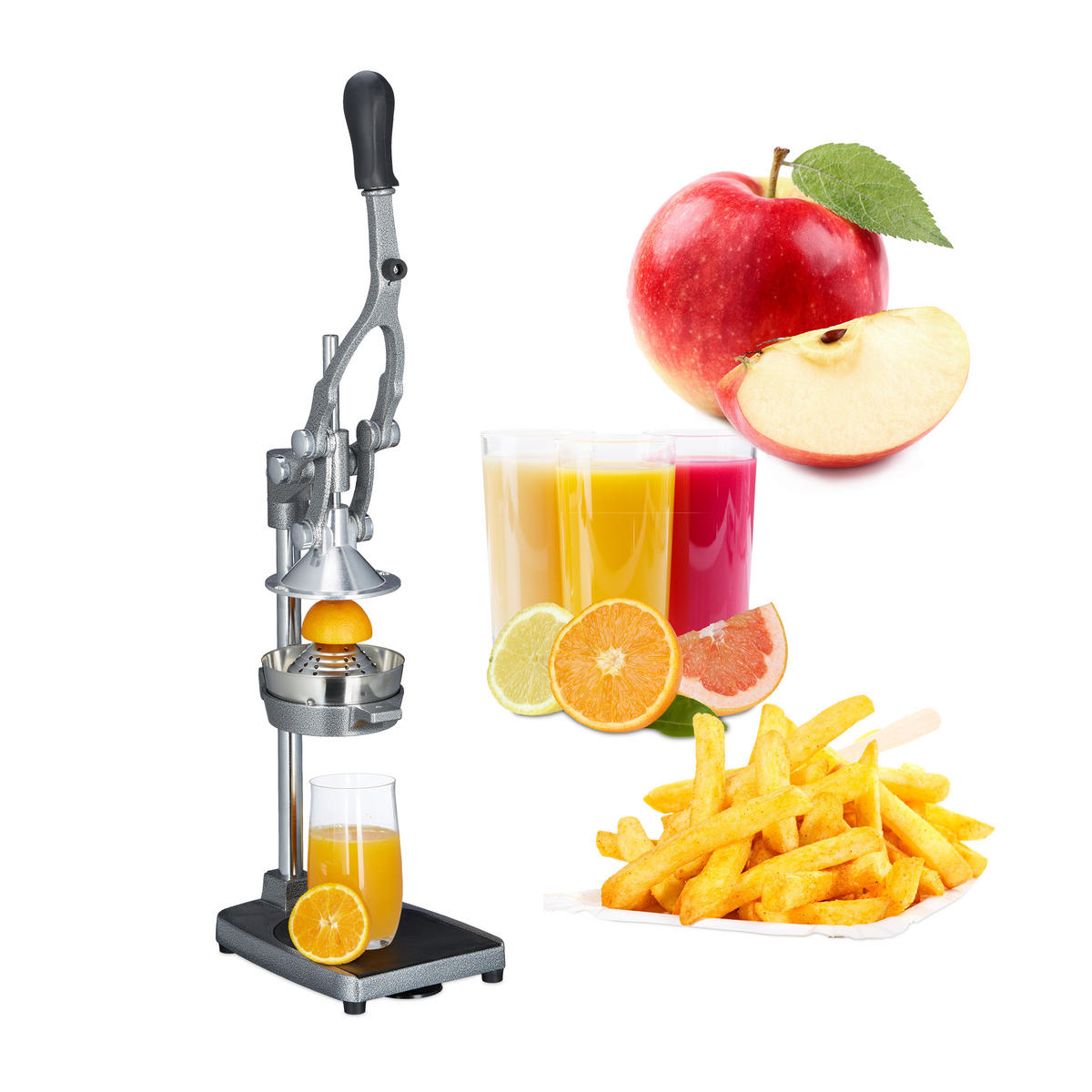 SAFTPRESSE - Silberfarben, Kunststoff/Metall (17.5/47.5/40.5cm) - Relaxdays