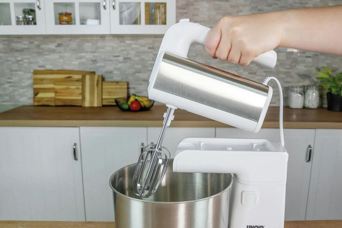 KÜCHENMASCHINE Handmixer, 500 Watt, 3,5 L Edelstahlschüssel - Weiß, Kunststoff (27.5/31.8/32cm) - Westfalia