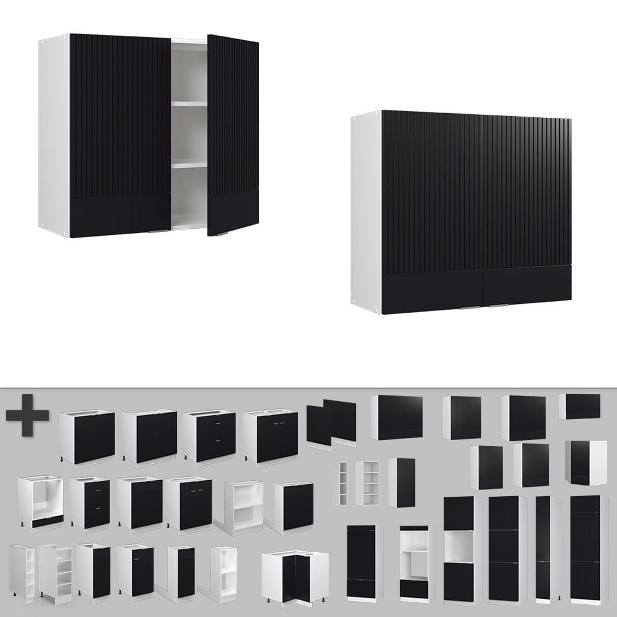 HÄNGESCHRANK Fame-Line Schwarz gestreift 80 cm - Schwarz/Weiß, Holzwerkstoff (80/72/34.1cm) - Vicco