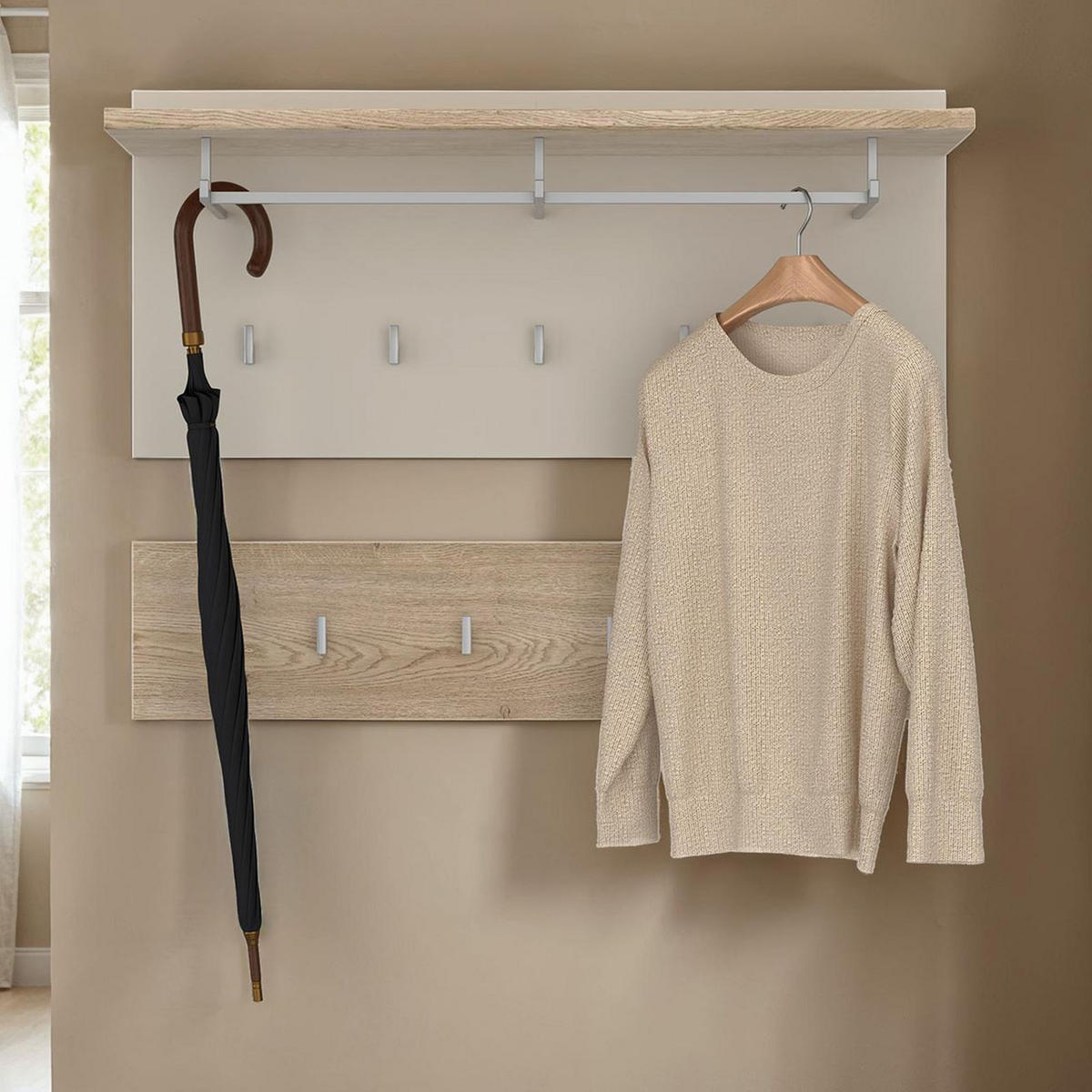 WANDGARDEROBE BILBAO - Kaschmir/Sonoma Eiche, Holzwerkstoff (90/60/30cm) - IDIMEX