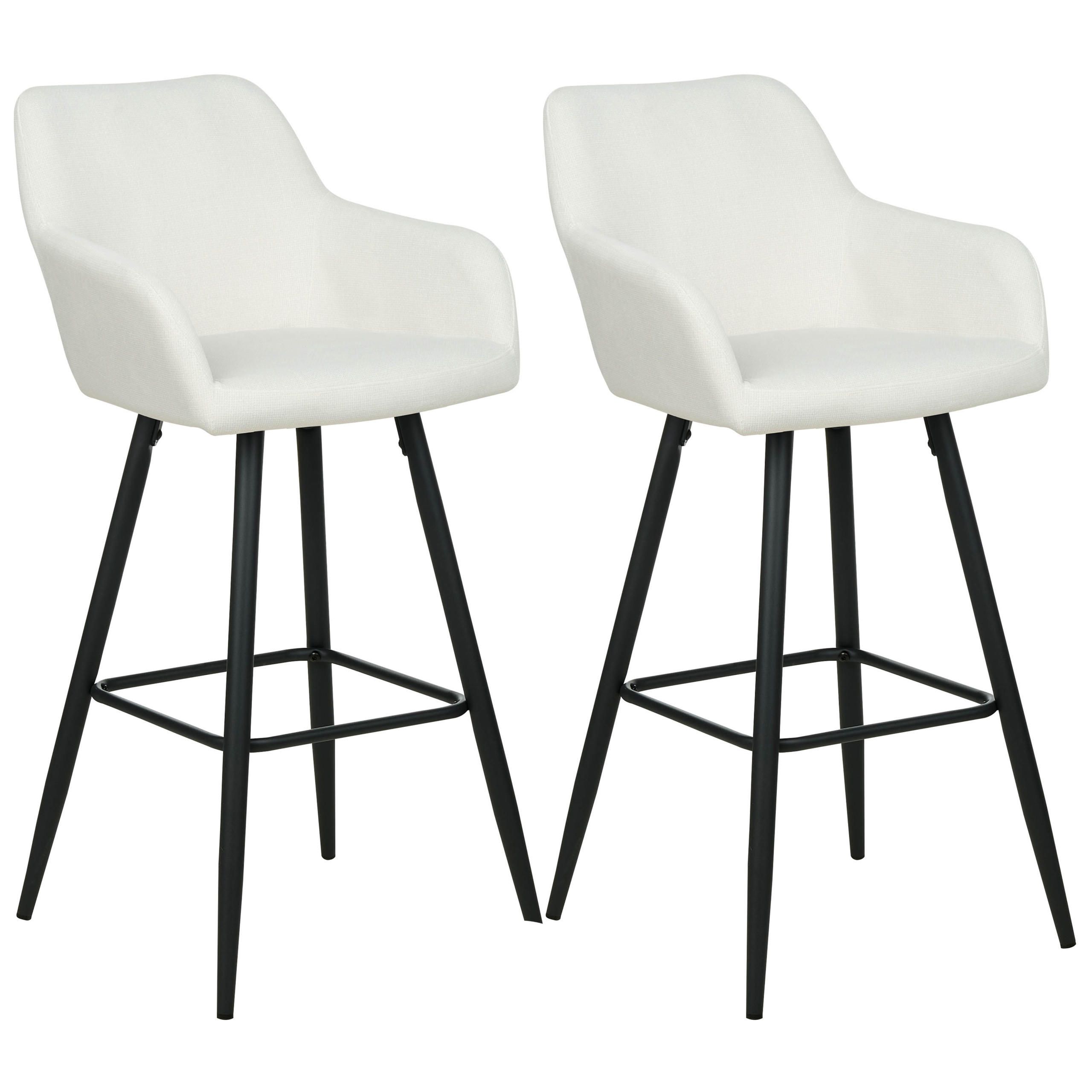 BARSTUHL 2er-Set Samt cremeweiß Casmalia - Creme/Schwarz, Textil (50/103/54cm) - Beliani