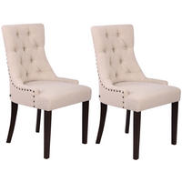 WOHNZIMMERSTUHL 2er Set Stoff creme - Creme, Holz/Textil (55/92/58cm) - CLP