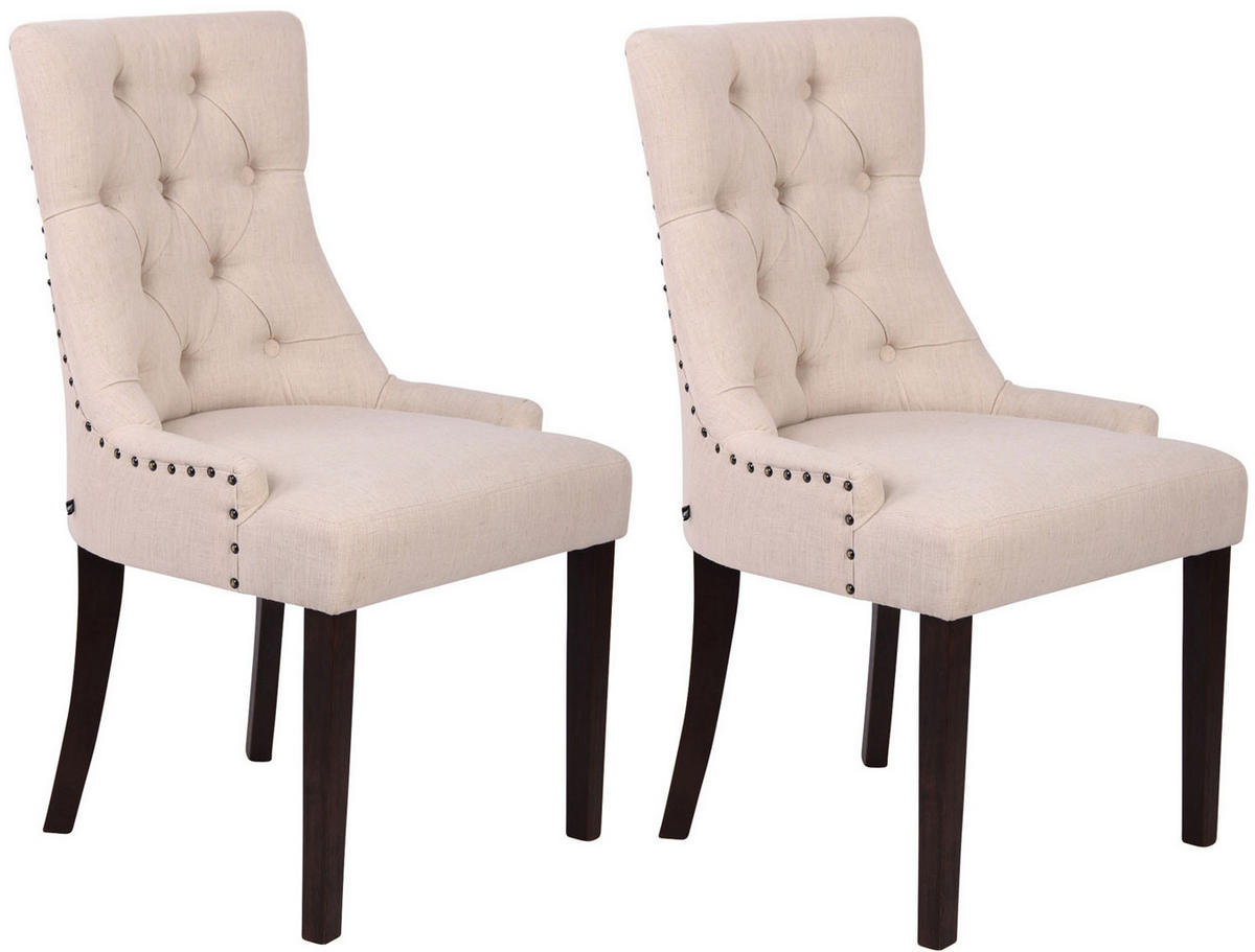WOHNZIMMERSTUHL 2er Set Stoff creme - Creme, Holz/Textil (55/92/58cm) - CLP