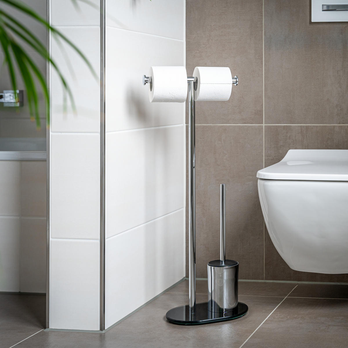 STAND-WC-GARNITUR, schwarz, Edelstahl - Schwarz, Metall (28.5/72.5/12cm) - bremermann