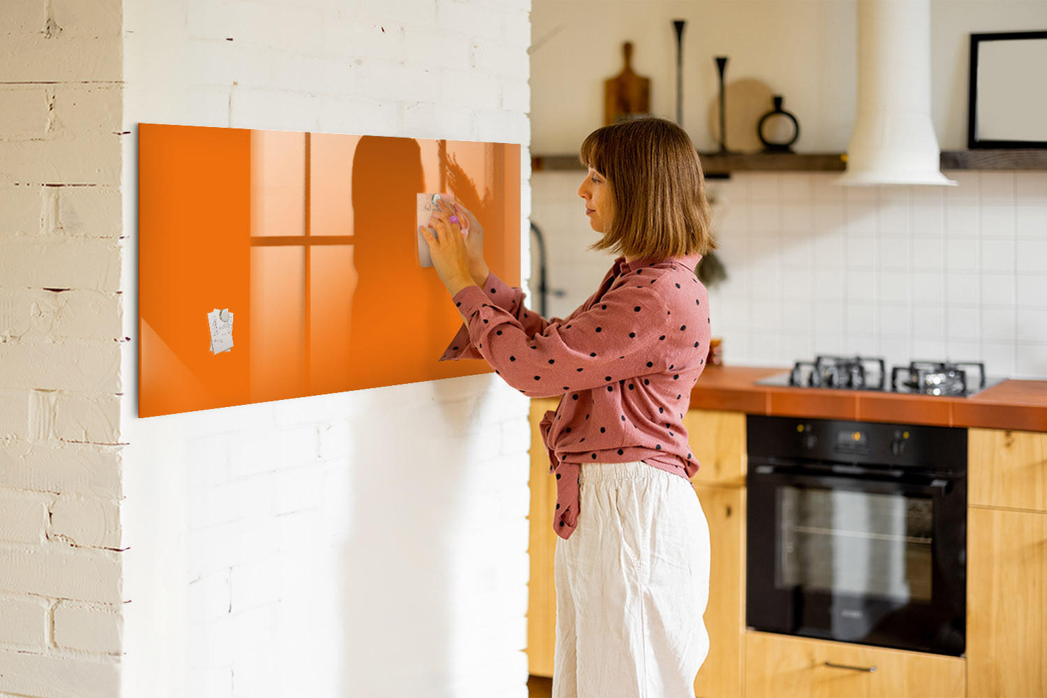 MAGNETTAFEL 120x60 Orange schwarzer Marker - Orange, Glas (120/0.4/60cm) - TULUP