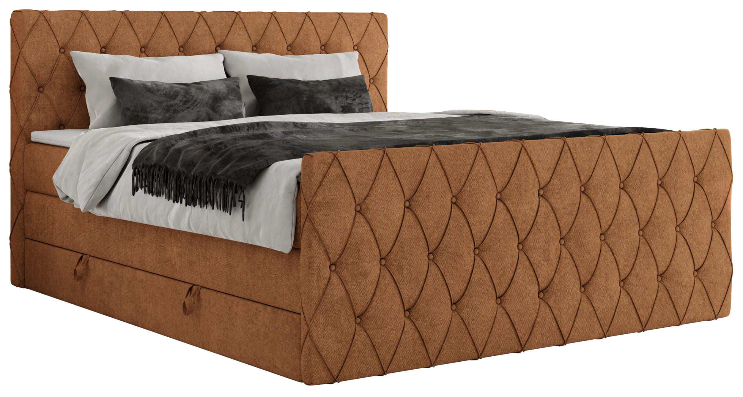 BOXSPRINGBETT MIREN KING DUO 120/200 Orange Struktur - H3 - Orange, Holz/Textil (120/200cm) - MKS