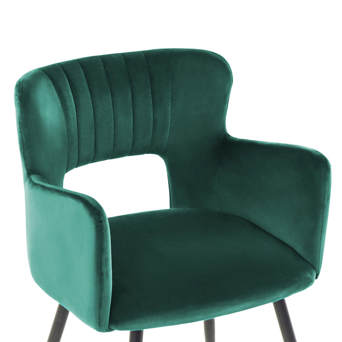 MATSTOL set om 2 sammet smaragdgrön Sanilac - Smaragdgrön, Textil/Metall (52/75/44cm) - Beliani