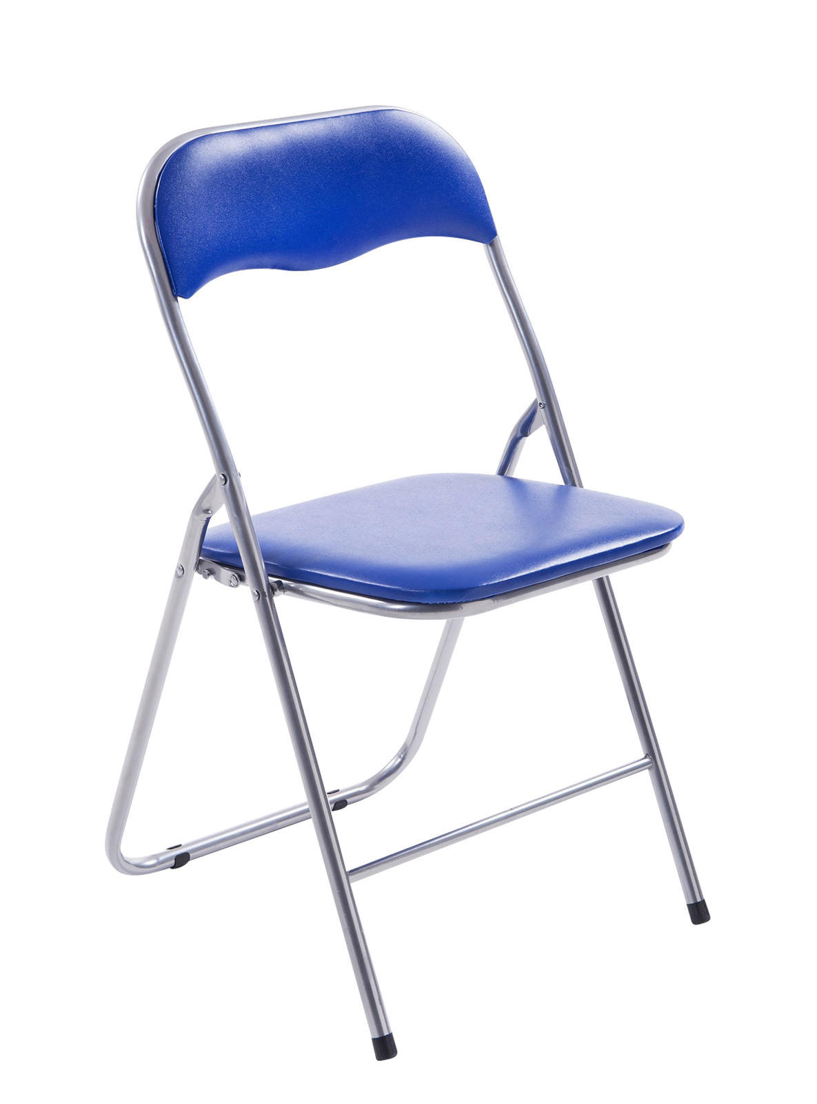 BESUCHERSTUHL Lederlook blau/silber - Blau/Silberfarben, Textil/Metall (45/78/45cm) - CLP