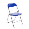 BESUCHERSTUHL Lederlook blau/silber - Blau/Silberfarben, Textil/Metall (45/78/45cm) - CLP