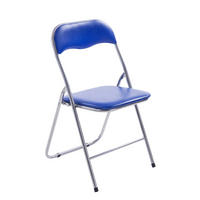 BESUCHERSTUHL Lederlook blau/silber - Blau/Silberfarben, Textil/Metall (45/78/45cm) - CLP
