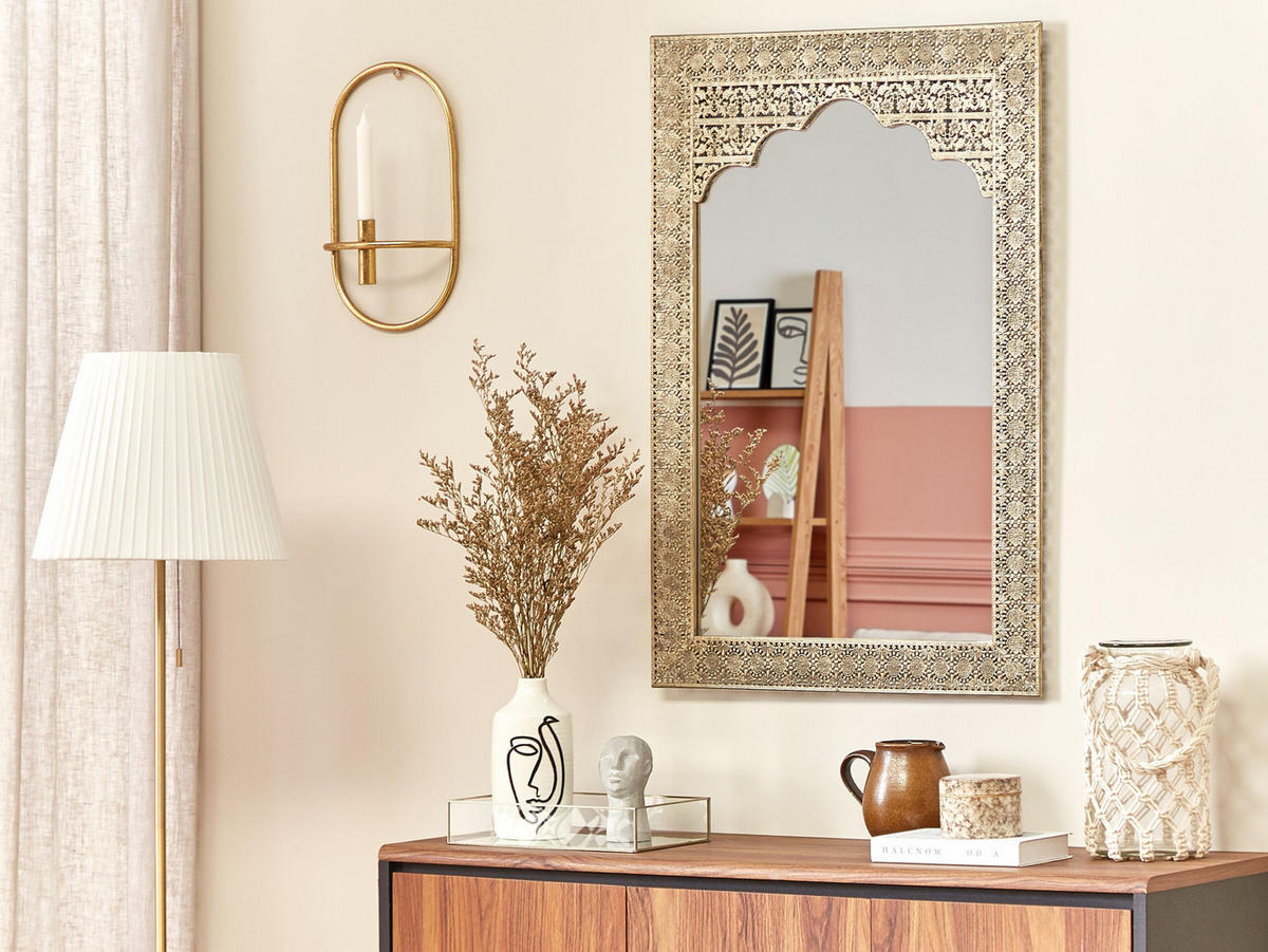 WANDSPIEGEL gold rechteckig 60/90 cm Pali - Goldfarben, Metall (60/91/5cm) - Beliani