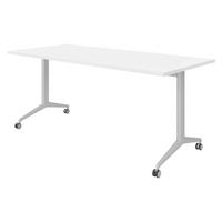 SEMINARTISCH klappbar & fahrbar 80/180/75 cm in Weiß/Silberfarben - Silberfarben/Weiß, Holzwerkstoff (80/180/75cm) - bümö
