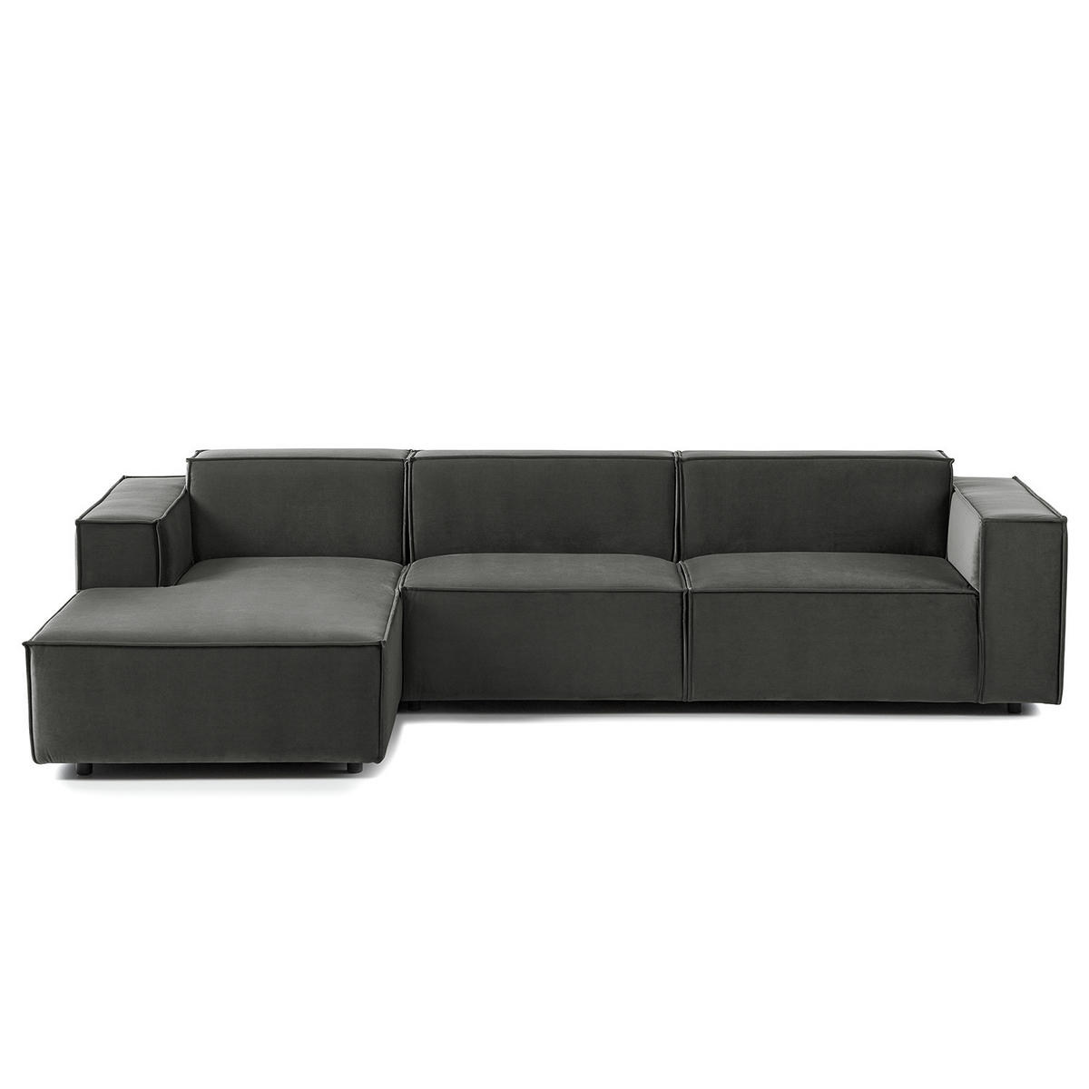ECKSOFA mit Longchair - Schwarz/Grau, Kunststoff/Textil (294/177cm) - home24