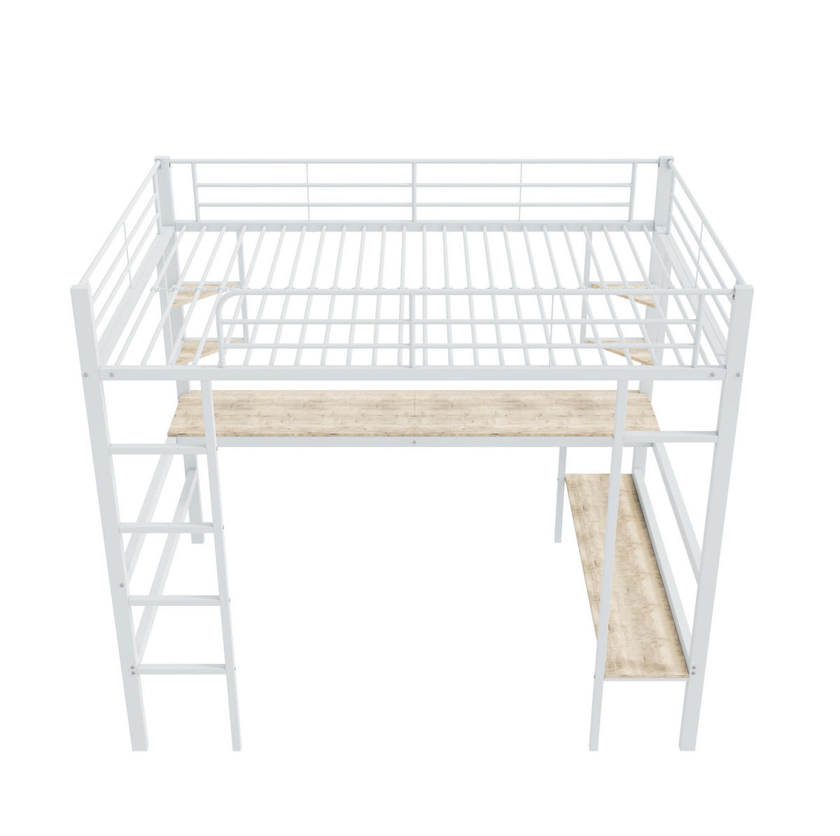 HOCHBETT 90/200 cm aus Metall mit Schreibtisch, Regalen und Bücherregal, Weiß - Weiß, Metall (90/200cm) - Redom