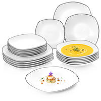 SÄNGER Porzellan Tafelservice Bilgola Black Rim 36 teilig für 12 Personen - Weiß, Keramik (25/2.5/25cm) - Sänger