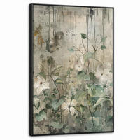 LEINWAND Bilder mit Rahmen - Blumen - Blätter - Abstrakt - Modern - 60x90 - Grau, Textil (60/90cm) - MuchoWow