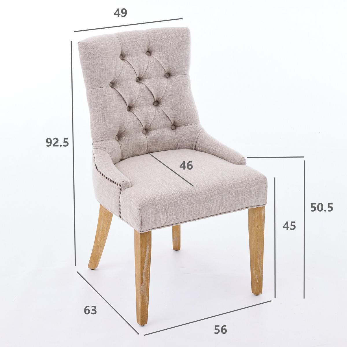 STUHL-SET DE-36436 2 Stück mit Eichenholzbeinen Beige - Beige, Holzwerkstoff (63/92/56.5cm) - ComfortXL