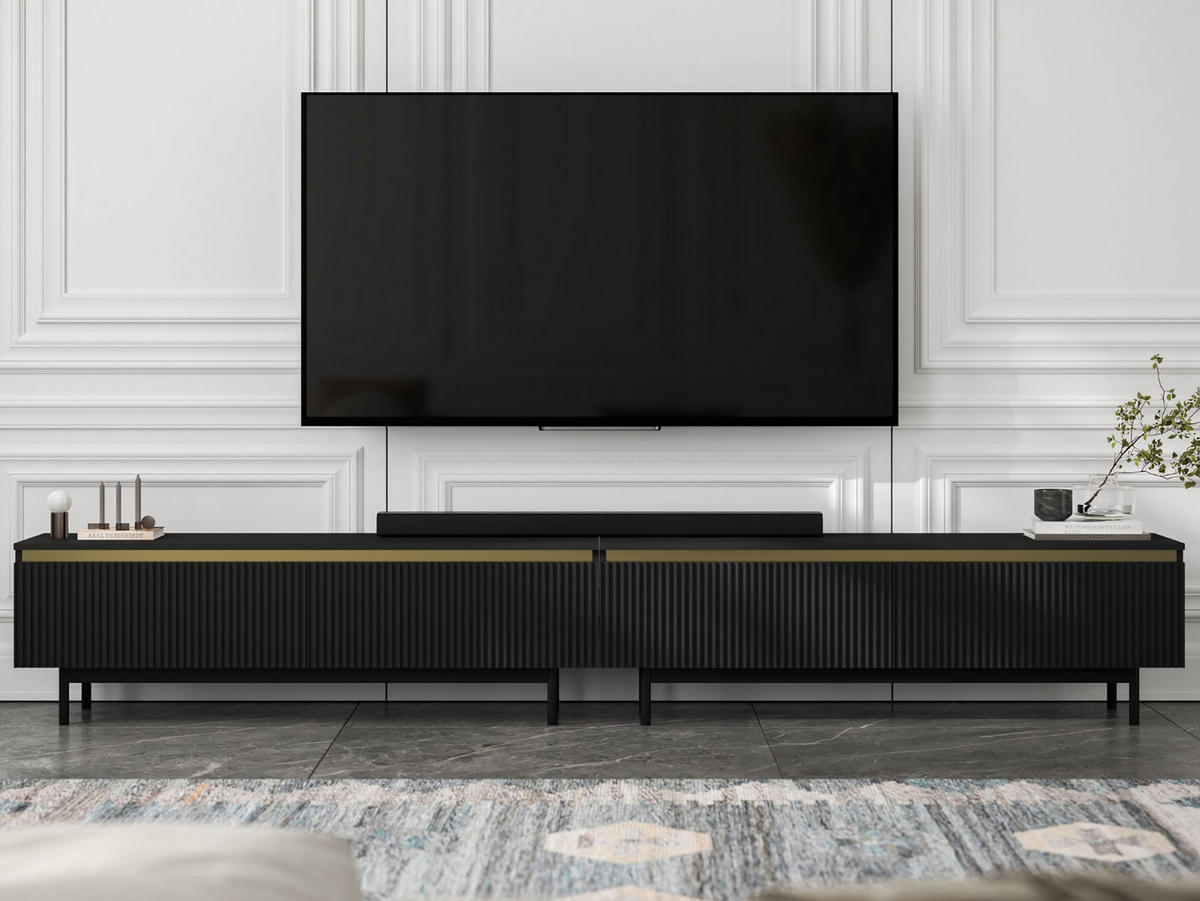TV-LOWBOARD 2-er Set Selene Schwarz Matt mit Metallrahmen 140 cm - Schwarz, Holzwerkstoff/Metall (280/44/35cm) - Meble Lindner