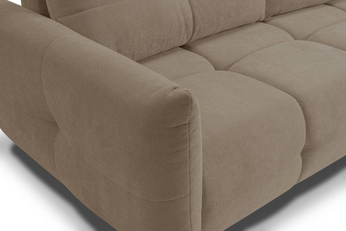 BETTSOFA MODA Beige Chenille-Stoff mit Schlaffunktion - Beige, Holz (245/86/110cm) - MASSENO