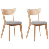 ESSZIMMERSTUHL 2er-Set Gummibaumholz Heller Holzfarbton Erie - Hellbraun, Holz/Textil (46/80/46cm) - Beliani