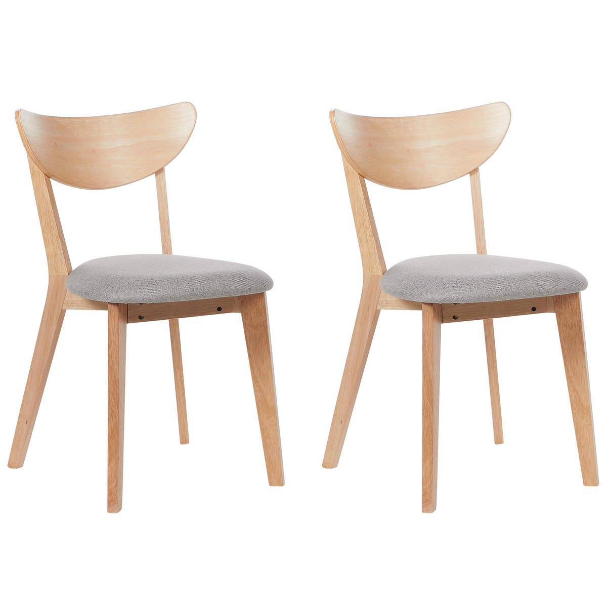 ESSZIMMERSTUHL 2er-Set Gummibaumholz Heller Holzfarbton Erie - Hellbraun, Holz/Textil (46/80/46cm) - Beliani