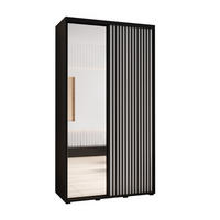 SCHWEBETÜRENSCHRANK 205,2/140/60 2-türig - Schwarz/Weiß, Holz/Metall (140/205.2/60cm) - Abiks Möbel
