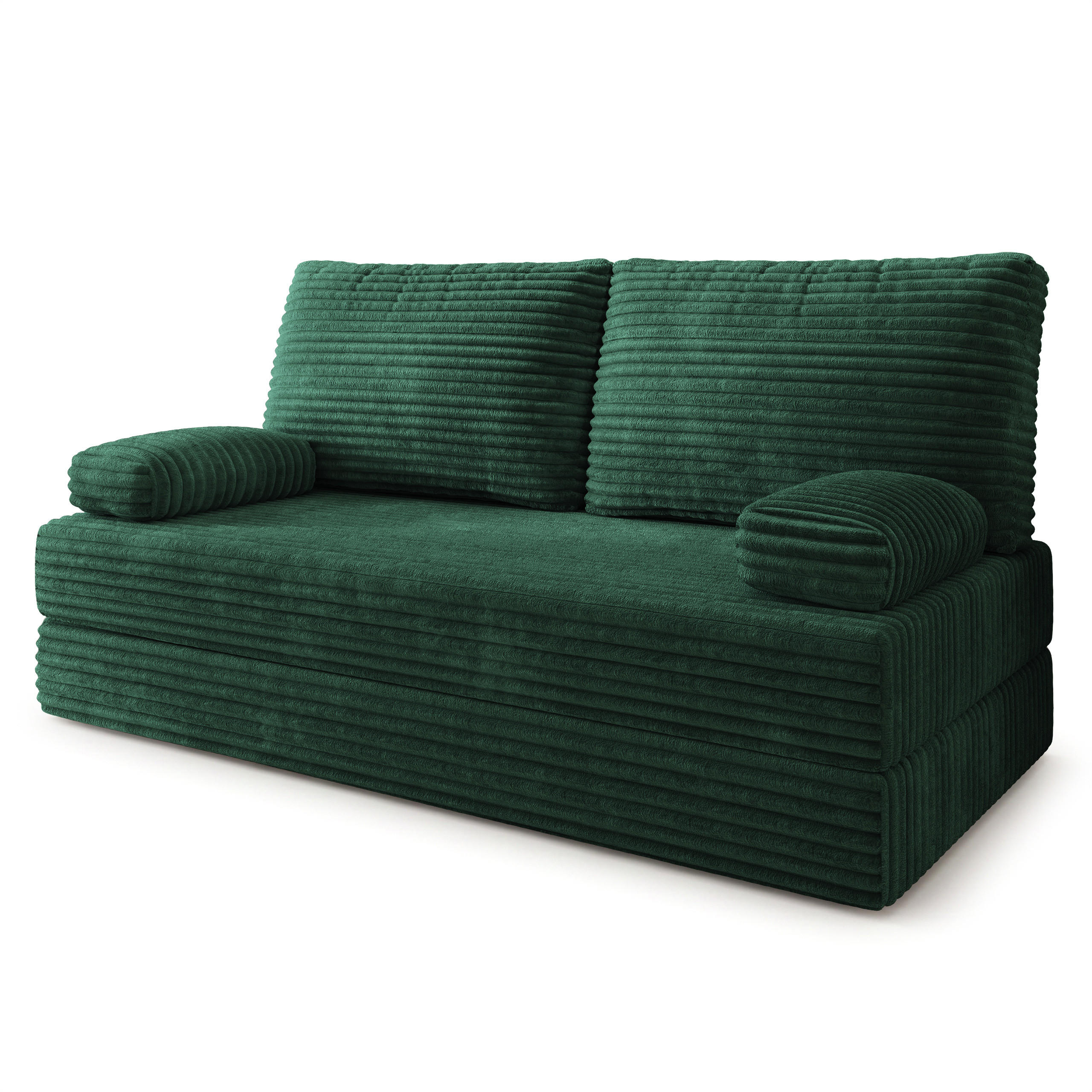 BETTSOFA SILAR aus Schaumstoff Kordstoff Grün Schlaffunktion - Grün, Textil (170/86/80cm) - MASSENO
