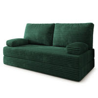 POHOVKA z pěny SILAR s funkcí spaní Manšestrová látka Lahvově zelená - tmavě zelená/zelená barva, textil (170/86/80cm) - MASSENO