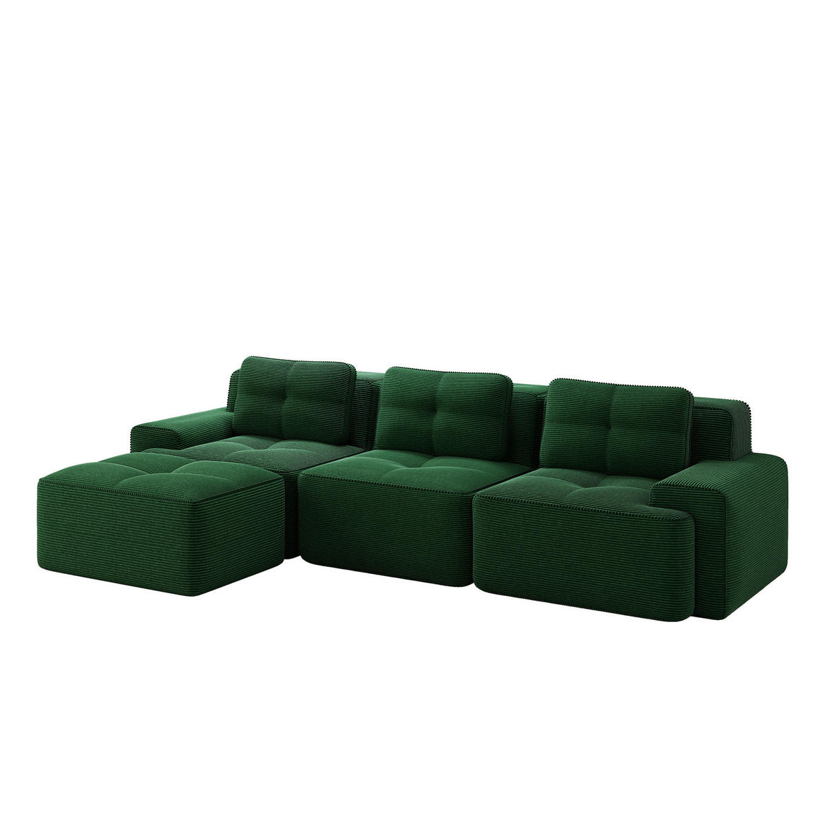 SOFA modularer Aufbau Cord Green 4-tlg. - Grün, Kunststoff (177/293.1cm) - Meubliv