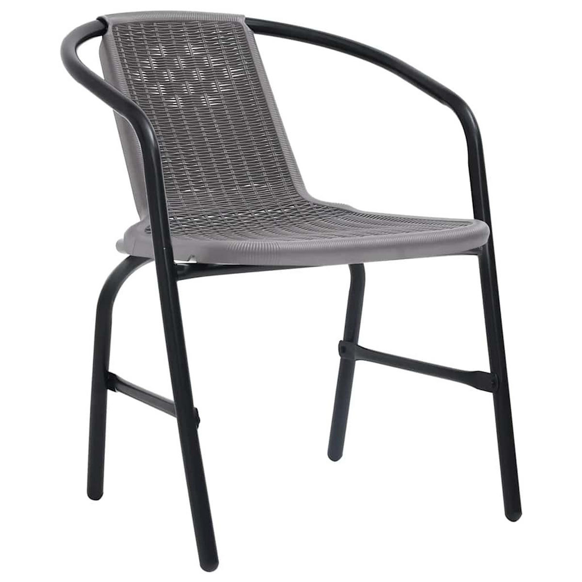 GARTENSTÜHLE 2er set Kunststoff Rattan-Optik Und Stahl 110 Kg - Schwarz, Metall (62/74/55cm) - vidaXL