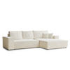 ECKSOFA Maze Creme Chenille-Stoff - Rechts Seite - Creme/Schwarz, Holz/Holzwerkstoff (294/185cm) - Maison de Reve