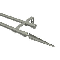 GARDINENSTANGE Olymp Lorenzo 200 cm, 2-läufig (ohne Ringe), 16 mm Ø Chrom matt - Chromfarben/Nickelfarben, Metall (200cm) - INTERDECO