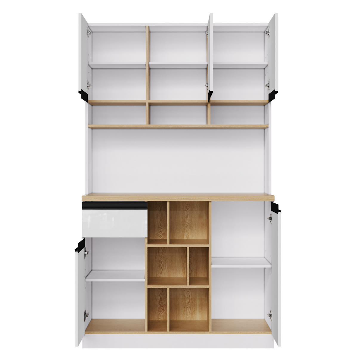 BUFFET 105/185/45 cm Weiß aus MDF mit verstellbaren Einlegeböden - Weiß, Holzwerkstoff (45/185/105cm) - OKMYHOME