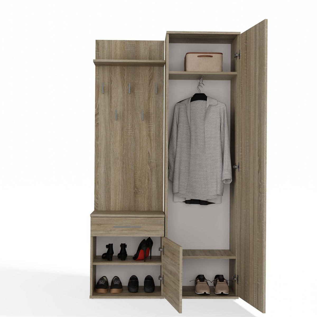 GARDEROBE moderní se zrcadlem skříň Duo Sonoma 100/180/35 - Sonoma dub, kompozitní dřevo (100/180/35cm) - RAUMHIRSCH FURNITURE