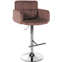 BARHOCKER Samt Braun - Chromfarben/Braun, Textil/Metall (60/93/56cm) - CLP