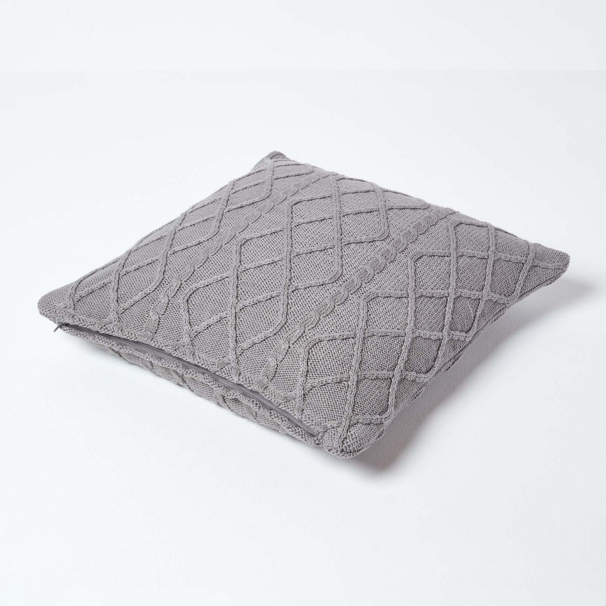 KISSENHÜLLE Strick-Muster 45/45 cm - Grau, Textil (45/45cm) - Homescapes