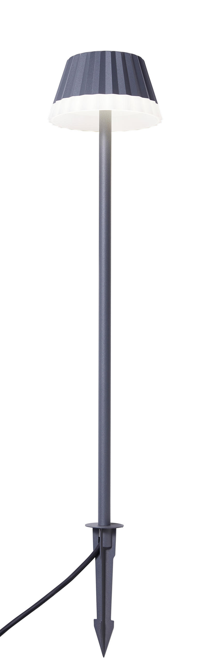 LED-AUSSENLAMPE aus Aluminium 62cm hoch mit Erdspieß und 2m Netzkabel für Garten - Grau, Metall (15/22/29cm) - Northpoint