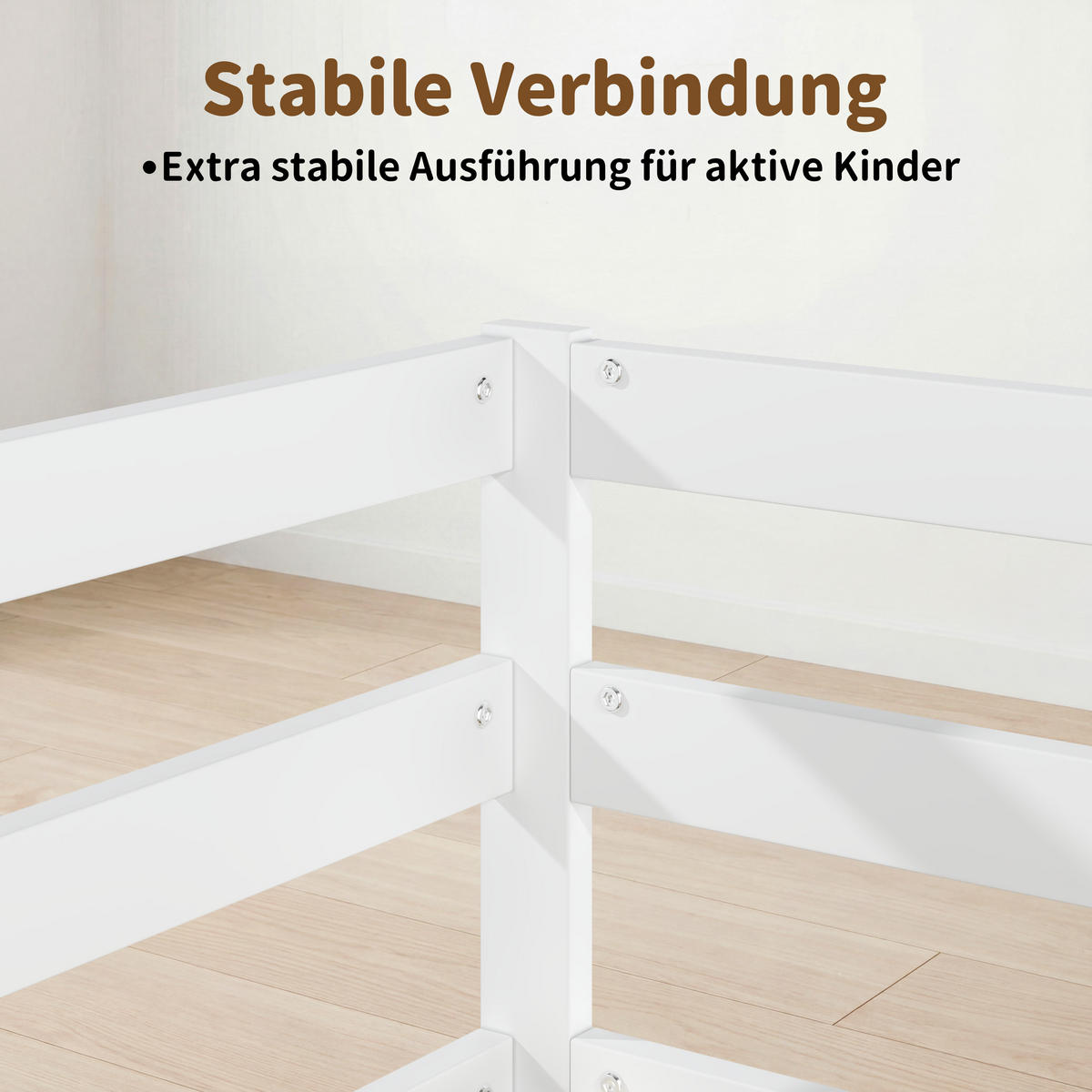 KINDERBETT 90/200 cm in Weiß aus Kiefernholz mit Schutzgitter - Weiß, Holz/Holzwerkstoff (90/200cm) - WISHDOR