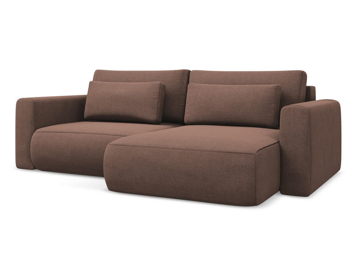 ECKSOFA mit Schlaffunktion Strukturstoff Stoff Pink - Pink/Hellrosa, Kunststoff/Textil (240/149cm) - Makamii