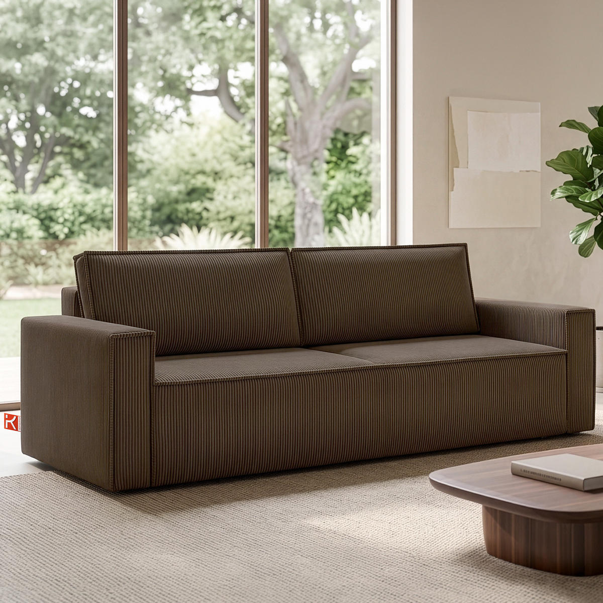SCHLAFSOFA NAPI in Pet Friendly Cord-Stoff, braun - Schwarz/Braun, Textil (228/89/101cm) - KONSIMO®