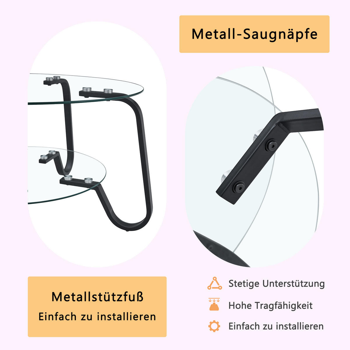 COUCHTISCH DE-223 Retro Schwarz - Schwarz, Metall (80/80/45cm) - ComfortXL