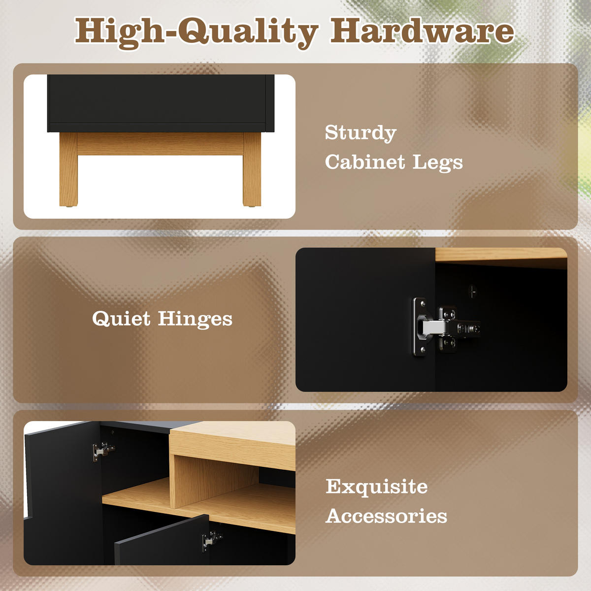 SIDEBOARD Schwarz 120.5/42/96 cm - Schwarz, Holzwerkstoff (120.5/96/42cm) - PANGIVO