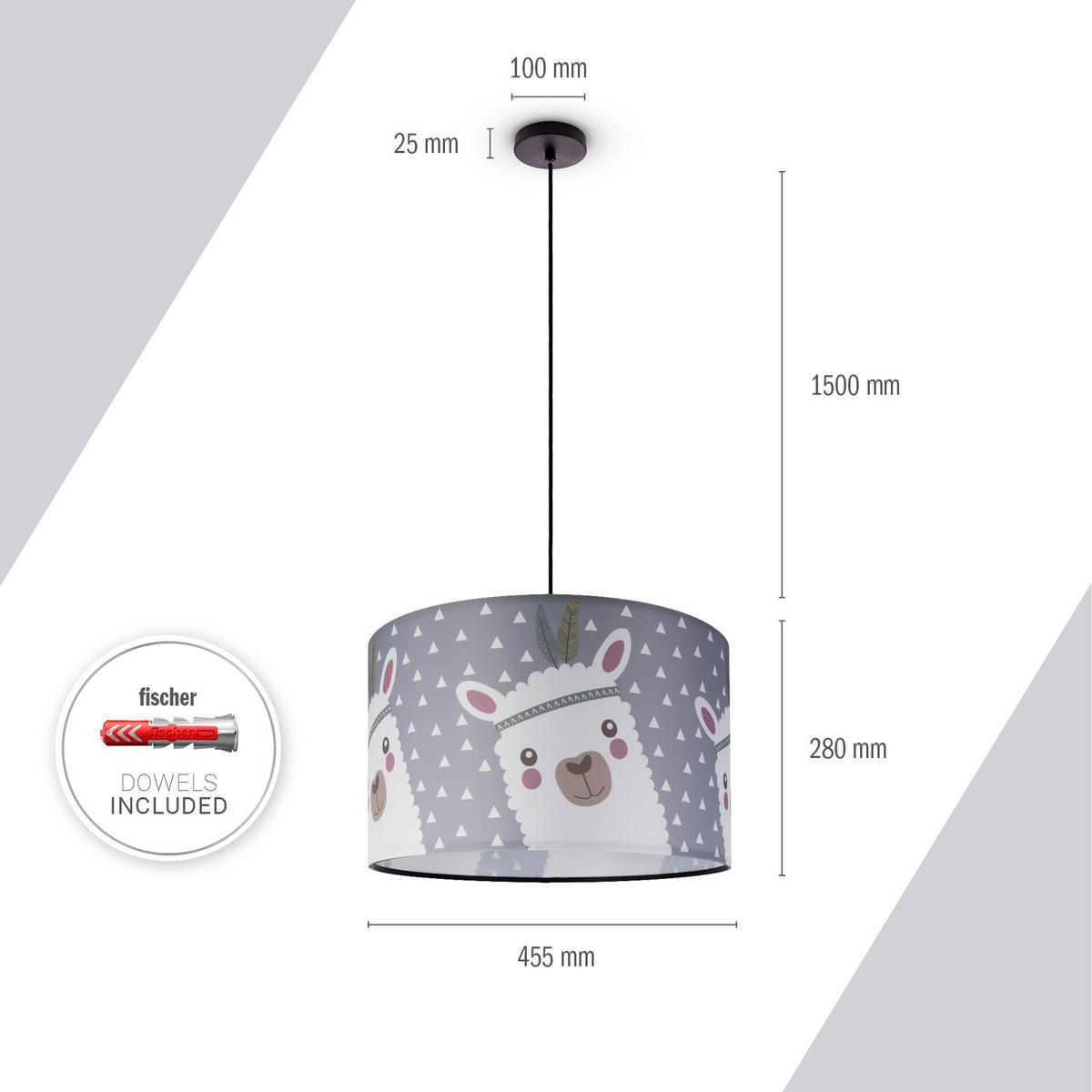 PENDELLEUCHTE Hugo Pd1 Ela 214 - Schwarz, Metall (45.5/45.5/27cm) - Paco Home