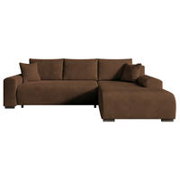 ECKSOFA Nelly mit Bettkasten und Schlaffunktion, Cordstoff in L-Form - Braun, Textil (270/185cm)