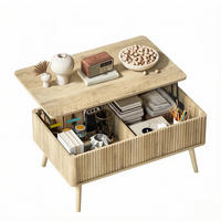 COUCHTISCH aus MDF und Kiefernholz 91x56x43 cm Eiche mit höhenverstellbarer Tischplatte und Stauraum - Eichefarben, Holzwerkstoff (91/56/43cm) - IVMEU