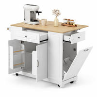 KÜCHENINSEL in Naturfarben und Weiß Servierwagen mit Schubladen für Esszimmer und Küche, B131.8/T40/H93.3 cm - Weiß, Holzwerkstoff/Metall (131.8/93.3/40cm) - STILVORA