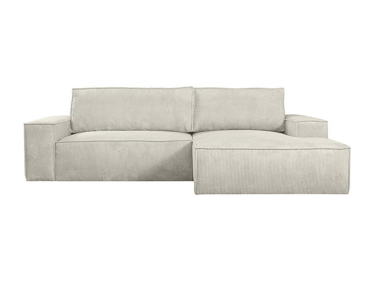 ECKSOFA mit Schlaffunktion - Ecke Rechts - Cord - Beige - AMELIA - Creme, Textil (267/167cm) - Vente-Unique
